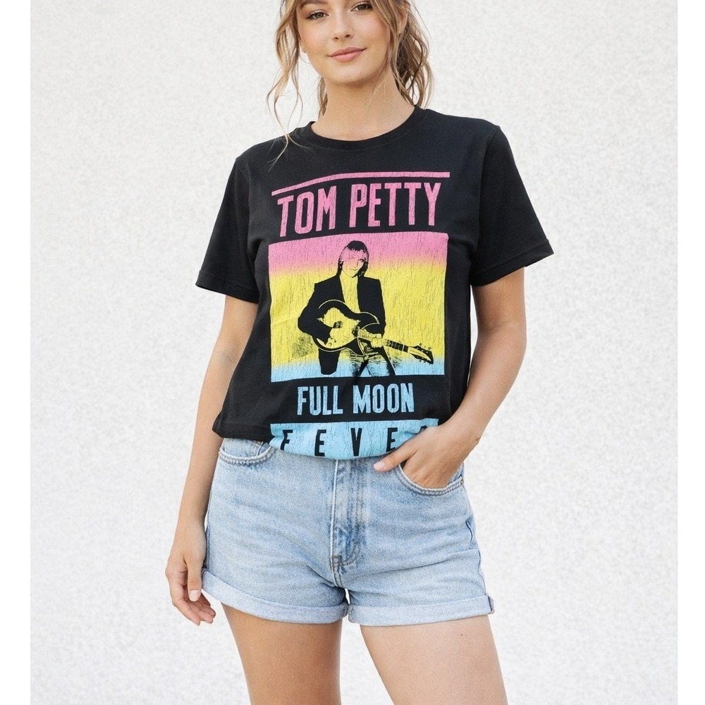 Hybrid Apparel T-Shirt Tom Petty Full Moon Fever Graphic Black Rock Band XS